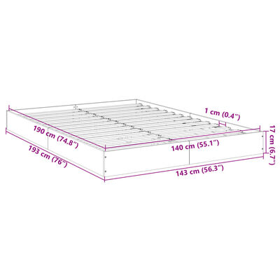 vidaXL Rám postele bez matrace kouřový dub 140x190 cm kompozitní dřevo