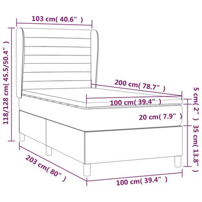 vidaXL Box spring postel s matrací taupe 100 x 200 cm textil