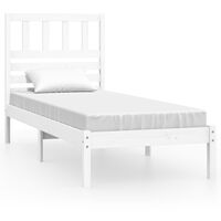 vidaXL Rám postele bílý 75 x 190 cm Small Single masivní borové dřevo
