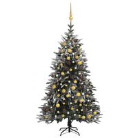 vidaXL Umělý vánoční stromek LED a sada koulí zasněžený 180cm PVC a PE