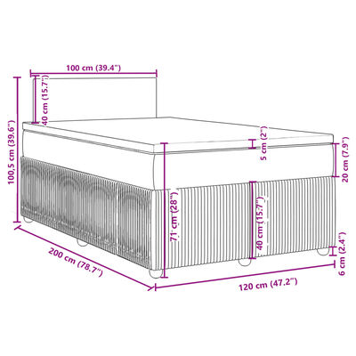 vidaXL Box spring postel s matrací růžová 120 x 200 cm samet