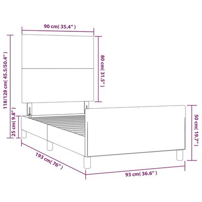 vidaXL Rám postele s čelem bílý 90x190 cm umělá kůže