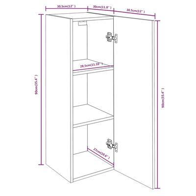 vidaXL TV skříňka hnědý dub 30,5 x 30 x 90 cm kompozitní dřevo