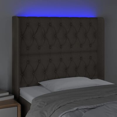 vidaXL Čelo postele s LED taupe 93 x 16 x 118/128 cm textil