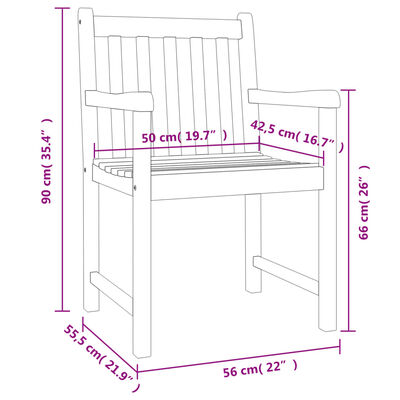 vidaXL Zahradní židle 8 ks 56 x 55,5 x 90 cm masivní akáciové dřevo