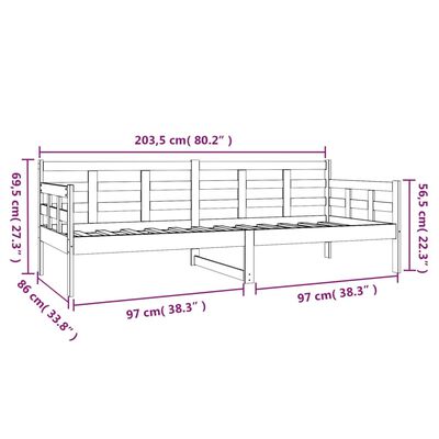 vidaXL Válenda bílá masivní borové dřevo 80 x 200 cm