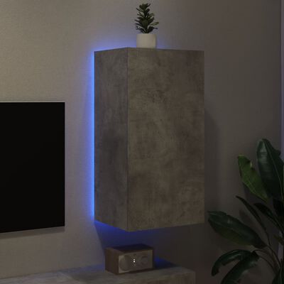 vidaXL Nástěnná TV skříňka s LED osvětlením betonově šedá 40,5x35x80cm