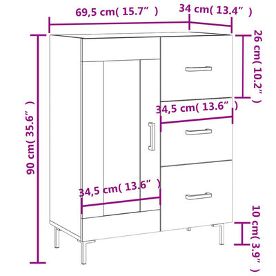 vidaXL Příborník betonově šedý 69,5 x 34 x 90 cm kompozitní dřevo