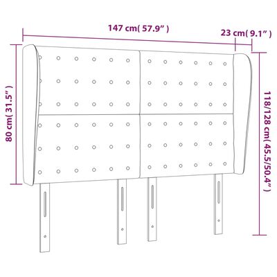 vidaXL Čelo postele typu ušák tmavě šedé 147x23x118/128 cm textil