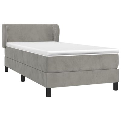 vidaXL Box spring postel s matrací světle šedá 90x190 cm samet