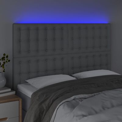 vidaXL Čelo postele s LED světle šedé 144x5x118/128 cm textil