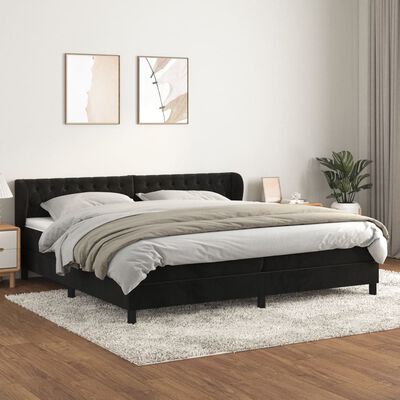 vidaXL Box spring postel s matrací černá 200x200 cm samet