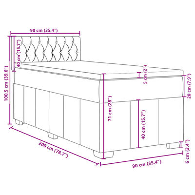 vidaXL Box spring postel s matrací světle šedá 90x200 cm textil