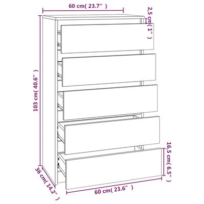 vidaXL Zásuvková skříňka betonově šedá 60x36x103 cm kompozitní dřevo