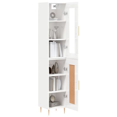 vidaXL Skříň highboard bílá s vysokým leskem 34,5x34x180 cm kompozit