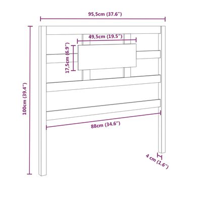 vidaXL Čelo postele černé 95,5 x 4 x 100 cm masivní borovice