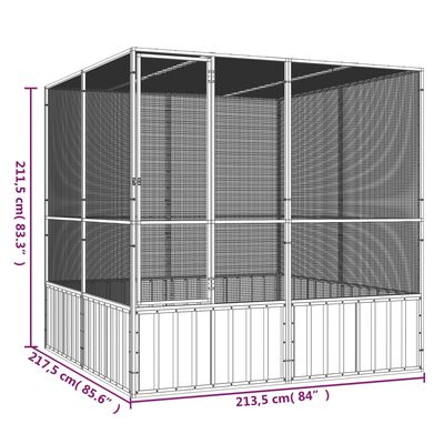 vidaXL Ptačí klec šedá 213,5x217,5x211,5 cm pozinkovaná ocel