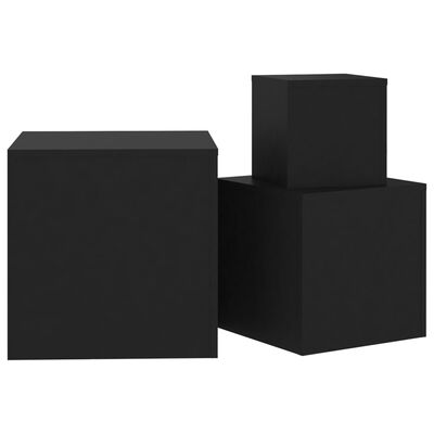 vidaXL Odkládací stolky 3 ks černé kompozitní dřevo
