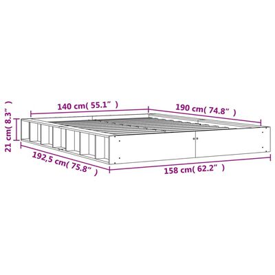 vidaXL Postel bez matrace voskově hnědá 140 x 190 cm masivní borovice