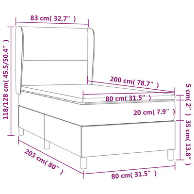 vidaXL Box spring postel s matrací růžová 80 x 200 cm samet