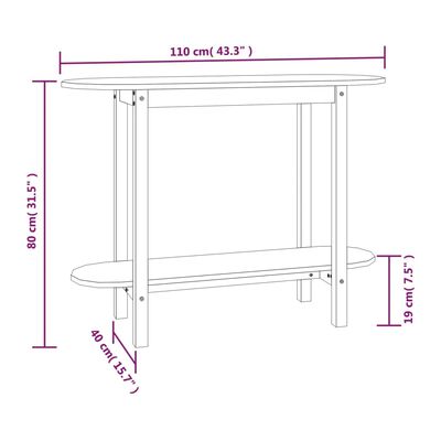 vidaXL Konzolový stolek bílý 110x40x80 cm masivní borové dřevo