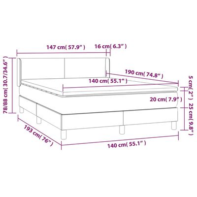 vidaXL Box spring postel s matrací černá 140 x 190 cm samet