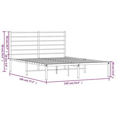 vidaXL Kovový rám postele s čelem bílý 135 x 190 cm