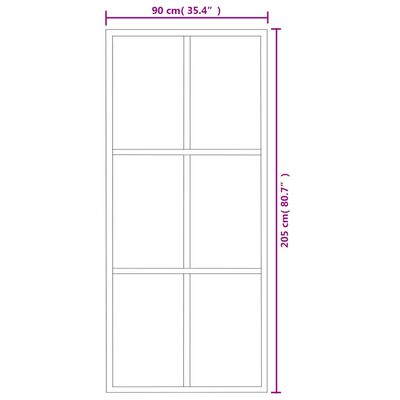 vidaXL Posuvné dveře s kováním ESG sklo a hliník 90 x 205 cm