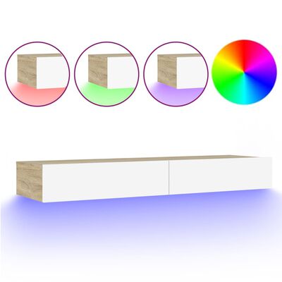 vidaXL TV skříňka s LED osvětlením bílá a dub sonoma 120x35x15,5 cm