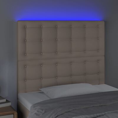 vidaXL Čelo postele s LED cappuccino 100x5x118/128 cm umělá kůže