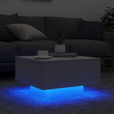 vidaXL Konferenční stolek s LED osvětlením bílý 55 x 55 x 31 cm