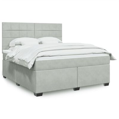 vidaXL Box spring postel s matrací světle šedá 180x200 cm samet