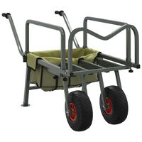 vidaXL Rybářský vozík zelený se 2 kolečky práškově lakovaná ocel