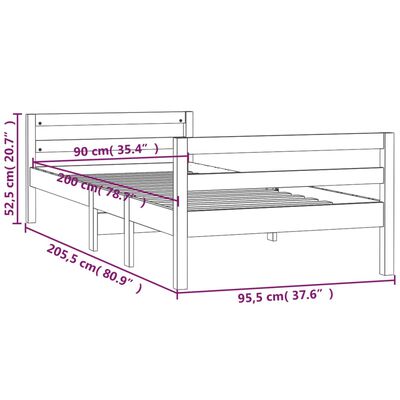 vidaXL Postel bez matrace bílá 90 x 200 cm masivní borovice