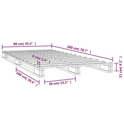 vidaXL Postel z palet bílá 90 x 200 cm masivní borové dřevo