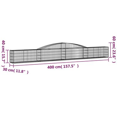 vidaXL Klenuté gabionové koše 2 ks 400x30x40/60 cm pozinkované železo