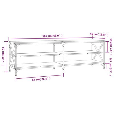 vidaXL TV skříňka kouřový dub 160 x 40 x 50 cm kompozitní dřevo