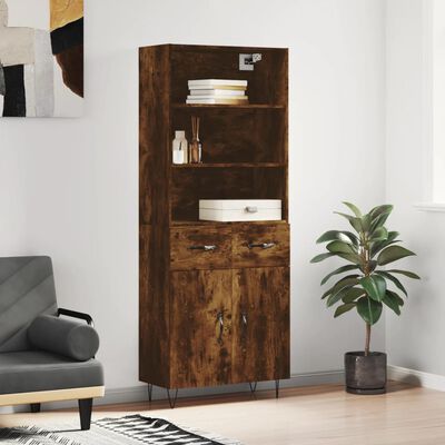 vidaXL Skříň highboard kouřový dub 69,5 x 34 x 180 cm kompozitní dřevo