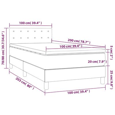 vidaXL Box spring postel s matrací a LED taupe 100x200 cm textil