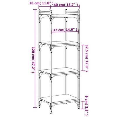 vidaXL Knihovna se 4 policemi černá 40 x 30 x 120 cm kompozitní dřevo