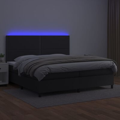 vidaXL Box spring postel s matrací a LED černá 200x200 cm umělá kůže