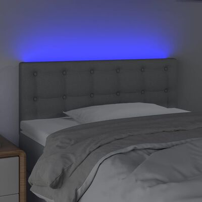 vidaXL Čelo postele s LED světle šedé 100 x 5 x 78/88 cm textil