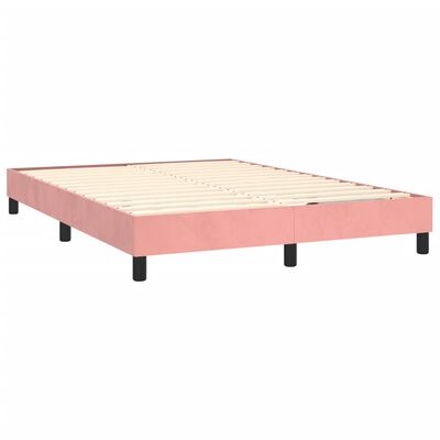 vidaXL Box spring postel s matrací růžová 140x200 cm samet