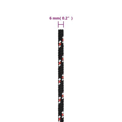 vidaXL Pracovní lano černé 6 mm 25 m polypropylen