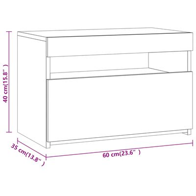 vidaXL Noční stolek s LED osvětlením kouřový dub 60 x 35 x 40 cm