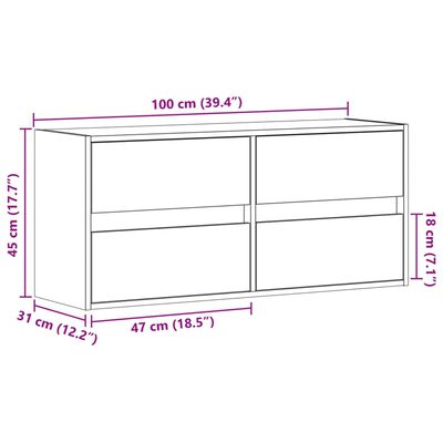 vidaXL Nástěnná TV skříňka s LED osvětlením dub sonoma 100x31x45 cm