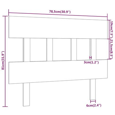 vidaXL Čelo postele černé 78,5 x 3 x 81 cm masivní borovice