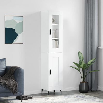 vidaXL Skříň highboard bílá s vysokým leskem 34,5x34x180 cm kompozit