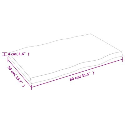 vidaXL Stolní deska světle hnědá 80x50x(2-4)cm ošetřený dub živá hrana