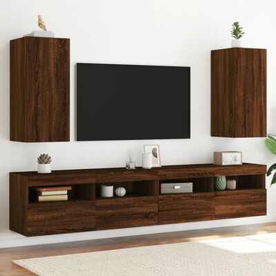 vidaXL Nástěnné TV skříňky s LED 2 ks hnědý dub 30,5 x 35 x 70 cm